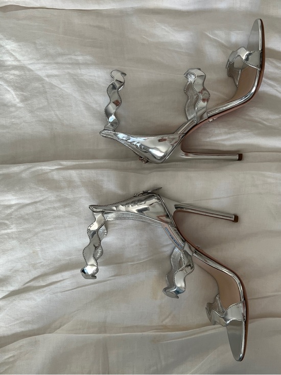 PRADA Silver Metallic Wavy Strap High Heel Sandals BNIB main image 8